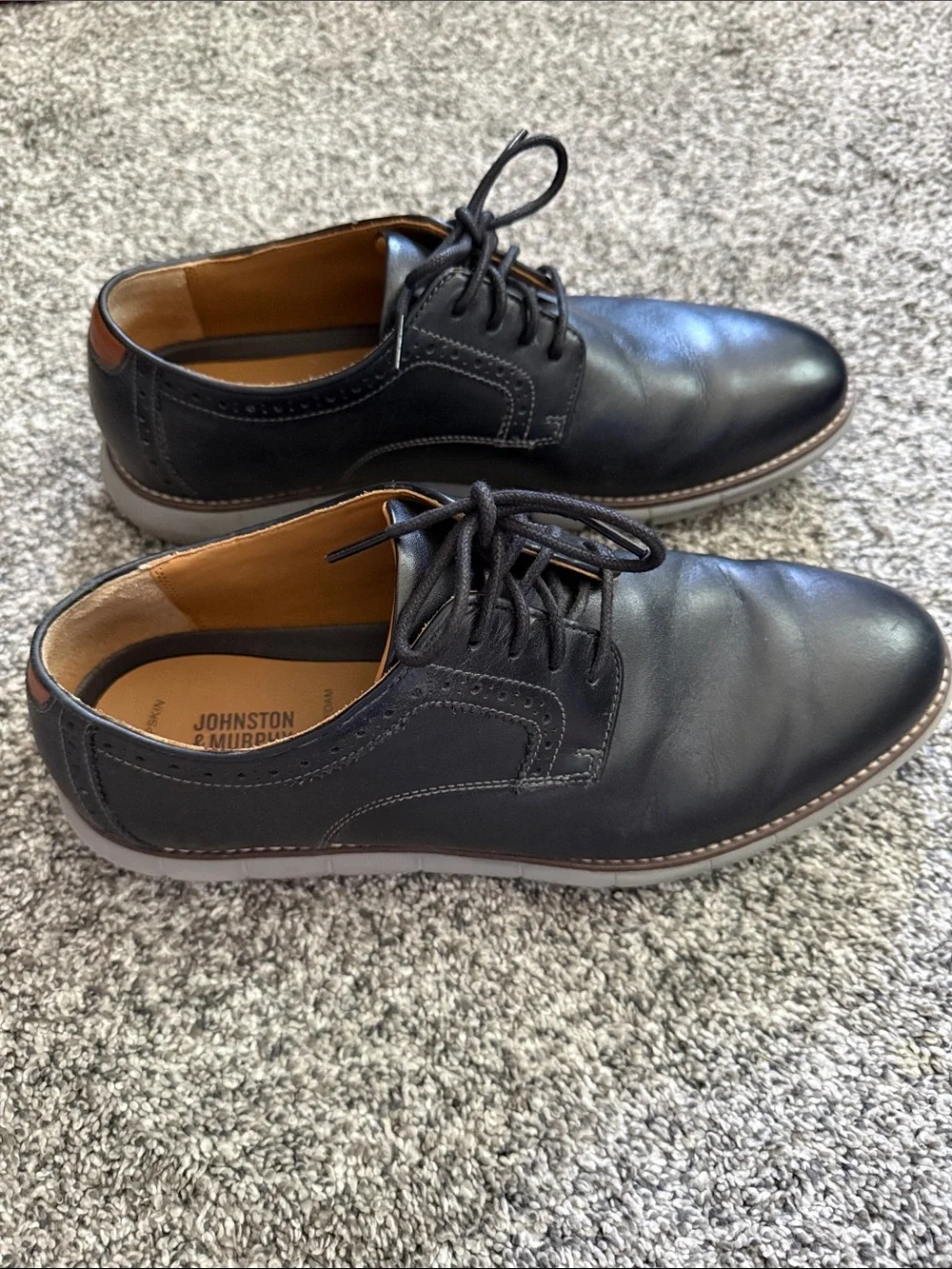Johnston & Murphy Men's Holden Leather Plain Toe Dress Lace-up Shoe, Black, 10.5